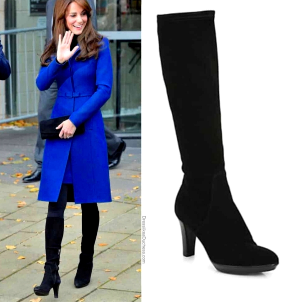 Christian Dior Suede Knee High Boots Blue 39.5 US 9.5 Block Heel CD Logo Zip - Picture 3 of 12
